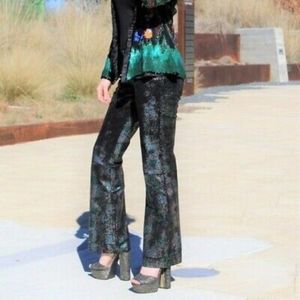 Maxima Wilson Leather Irridescent Snake skin flair pants 90's Vintage